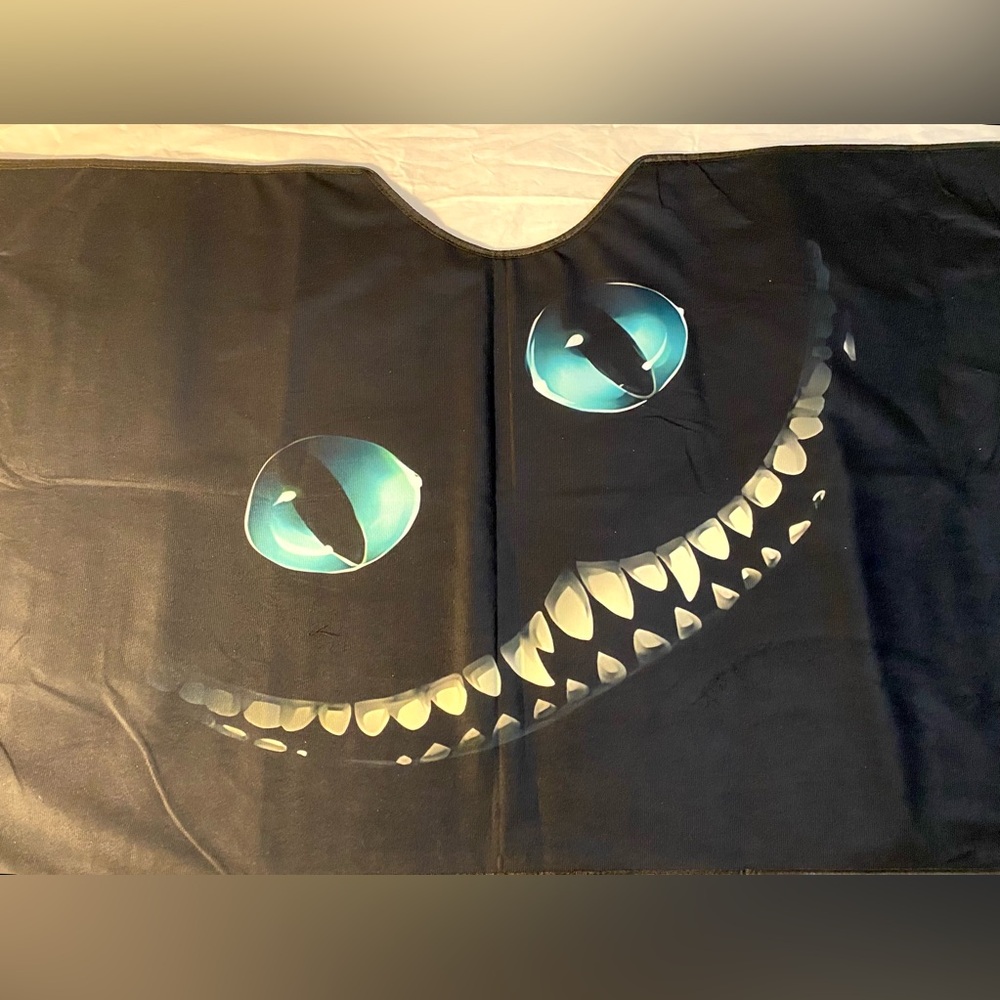 Creepy Cheshire Cat Face Windshield Sunshade - Keep Your Vehicle Cool